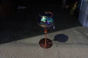 Metal and Blown Glass Gazing Ball