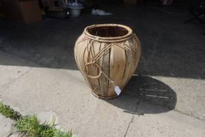 Vintage Palm Leaf Hand Made Basket