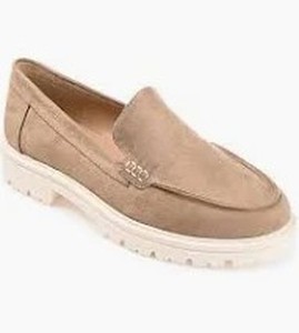 Brand New - ERIKA FAUX SUEDE LOAFER FLAT IN WIDE - Taupe Suede-size 8