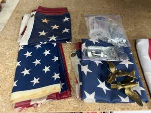 Lot of Vintage American Flags Plus Hardware