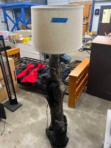 Beautiful Wood Carved Bear Lamp Tall