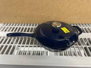 Brand New Blue Cast Iron Pan with Lid