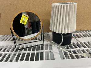 Table Mirror & Small Bedside Lamp