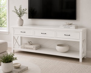 White Color - Entertainment Center  Decorative Table