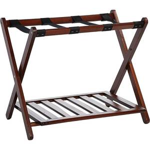 Casual Home Luggage Rack with Shelf-Walnut New In Box