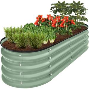Best Choice Products 4x2x2ft Outdoor Raised Metal Oval Garden Bed, Planter Box for Vegetables, Flowers