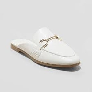Brand New - A New Day Womens White Sandy Mule Flats
