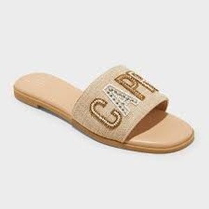 Brand New - Beaded Canvas Slides by a New Day Size 6.5