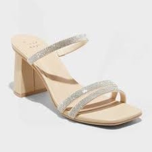 Brand New - A New Day Womens Chunky Block High Heel Slip On Sandals Leather Size 11
