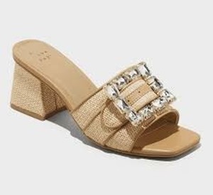 Brand New - Womens Kathleen Raffia Buckle Block Heels - A New Day Size 11