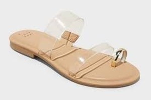 Brand New - A New Day Womens Honey Metal Toe Loop Double Band Slide Sandals Size 6