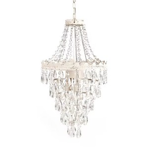Tadpoles Pendant Lamp Chandelier 1 -Light Gloss White Glam Crystal For Use in Bathrooms, Bedrooms, Dining Rooms, Foyers, Kitchens, Living Rooms Chandelier