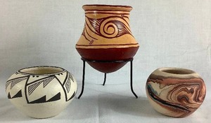 Thai Ban Chaing, Nemadji and Acoma Pueblo Pottery