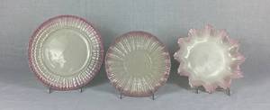 Antique Belleek Neptune Black Mark Pearl Pink Luster 8 Side Plate, 6.5 Side Plate and 7.5 Leaf Plate