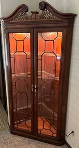 Hayden Chippendale Georgian Style Cherry Corner Cupboard Display Cabinet