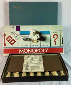 Vintage Game Bundle - Renaissance Chessman Chess Set, Monopoly and Deluxe Edition Scrabble