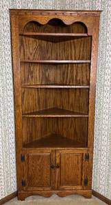 Vintage Corner Cupboard Shelf with Lower Cabinet
