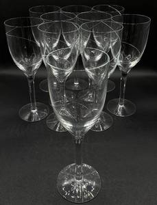 Kosta Boda Hand Blown Crystal Line Wine Glasses - Set of 10