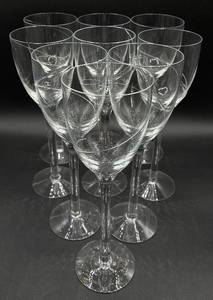 Kosta Boda Hand Blown Crystal Line White Wine Glasses - Set of 9