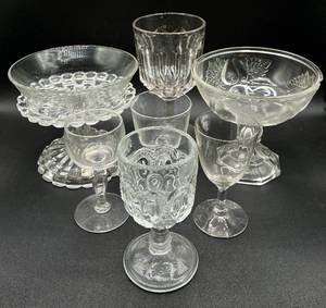 7 Piece Uranium and High Content Manganese Goblets plus Compotes Collection