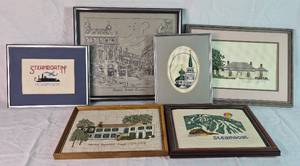Variety of Six Counted Cross Stitch and Needlepoint Artwork