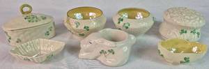 Irish Belleek Shamrock Pattern Assortment - 7 Pieces