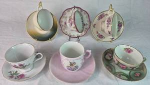 Collection of 6 Teacups and Matching Saucers from Arlington USA, Austria, and China
