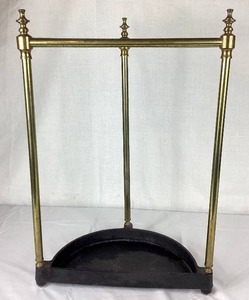 Vintage Demi-Line Cast Iron and Brass Umbrella Stand