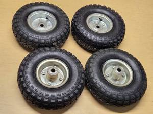 Set of 4 Pneumatic Tires with Metal Rims