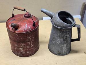 Vintage Metal Oil Can and Gas Can