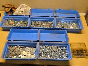 Assorted Hardware and Fasteners including Screws, Bolts, Nuts, and Washers
