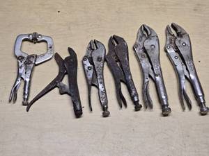 Lot of Tools Including Vice Grips and Locking Pliers