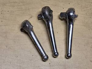 Set of 3 Stubby Ratcheting Socket Wrenches - 14, 38, 12