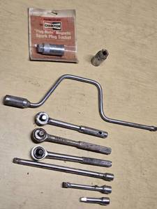 Champion Magnetic Spark Plug Socket and Ratchet Tools Set including Destro 52-76 Ratchet, Extensions, and Accessories