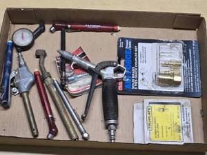 Tru-Flate Valve Core and Air Tools Set including Air Force Quick Coupler, Tire Pressure Gauges, and Accessories
