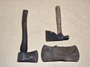 Vintage Axe Head and Hatchet Lot including Double Bit Axe, Single Bit Axe, and Broad Axe
