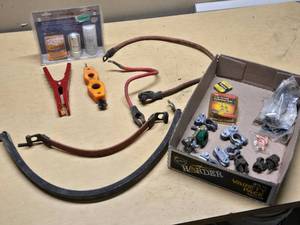 Battery Maintenance and Installation Kit with Accessories, Clamps, and Cables