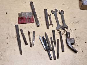 Lot of Vintage Hand Tools including Hammers, Wrenches, and Extractor Set