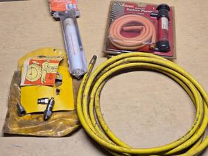 1st Auto Deluxe Siphon Pump, Spalding All Sport Inflating Pump, and Super-Air Heavy Duty Inflating Pump with Hose and Accessories