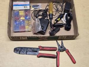 Electrical Tools and Accessories Set including Wire Strippers, Crimpers, and Connectors