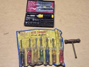 K-T Tools 7 Piece Nut Driver Set and 41 Piece Ratchet Driver Set with Bits and Sockets