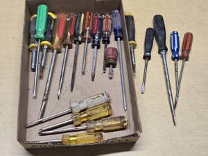Lot of Various Screwdrivers Including Stanley, Craftsman, and Fuller