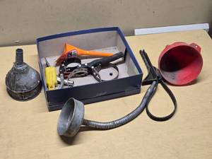 Oil Filter Wrench, Funnels, and Flexible Spout Funnel