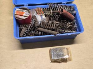 Box of Various Metal Springs and Fasteners