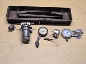 Vintage AC Spark Plug Fuel Pump and Gauges Lot