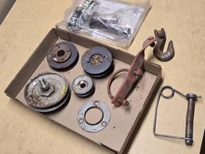 Miscellaneous Metal Hardware and Pulley Components including Pulley Sheaves, Hooks, and Fasteners