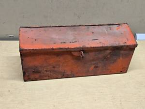Old Metal Tractor Toolbox with Mixed Hardware