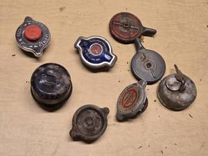 Various Vintage Radiator Caps and Oil Cap