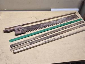 Vintage Hand Saw and Rulers Lot including John Deere and Affinity Plus Promotional Rulers