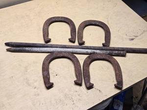Vintage Horseshoes and Stakes Set for Outdoor Game Play